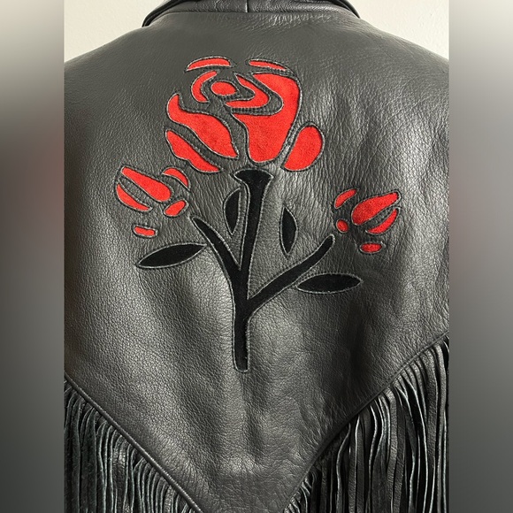 Woman’s Leather Gallery Fringed Motorcycle Biker Jacket size medium - Picture 3 of 14